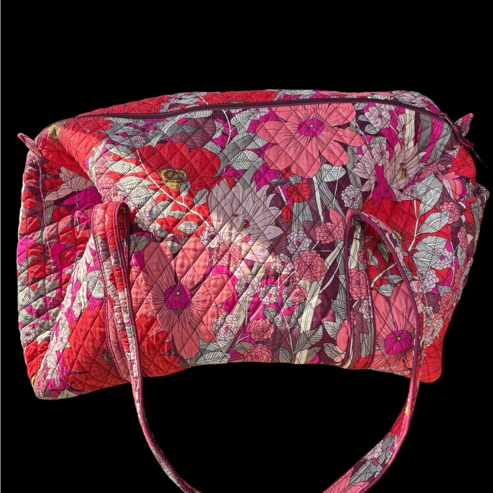 Vera Bradley Quilted Floral Travel Duffel in Pink and Red ‘Bohemian Blooms’ - Picture 2 of 5